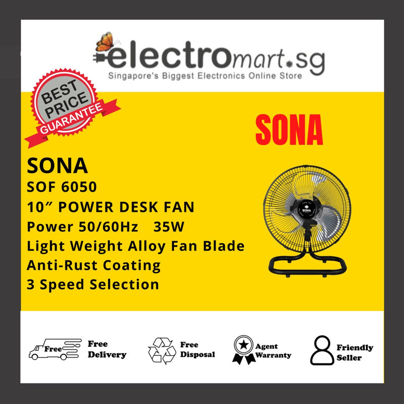 SONA SOF 6050 10″ POWER DESK FAN