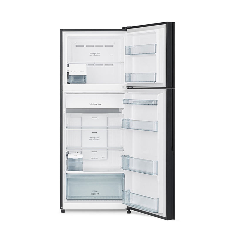 Hitachi Stylish Line Glass 2-Door Refrigerator R-VGY480PMS0-GBK Glass Black 390L