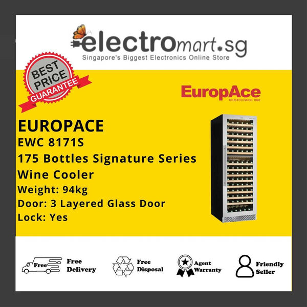 EuropAce EWC 8171S 175 Bottles Wine Chiller with Twin Cooling