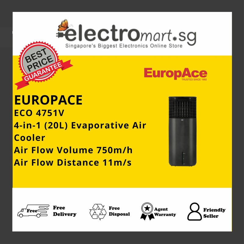 EuropAce ECO 4751V 4-in-1 (20L) Evaporative Air Cooler