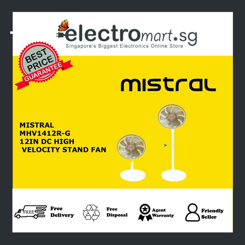 Greenleaf by Mistral MHV1412R-G 12” DC High Velocity Stand Fan