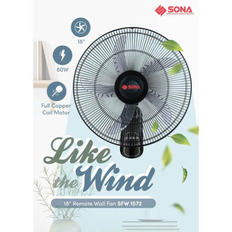 SONA SFW 1572 Remote Wall Fan 18"