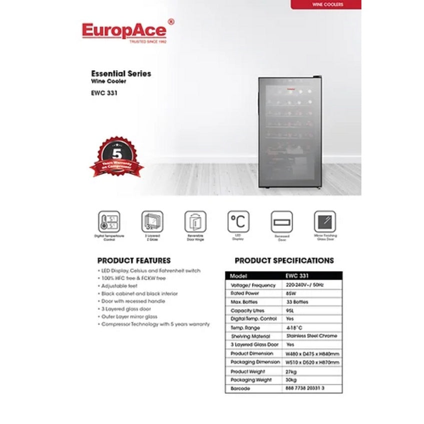 EuropAce EWC 331 33 Bottles Wine Chiller