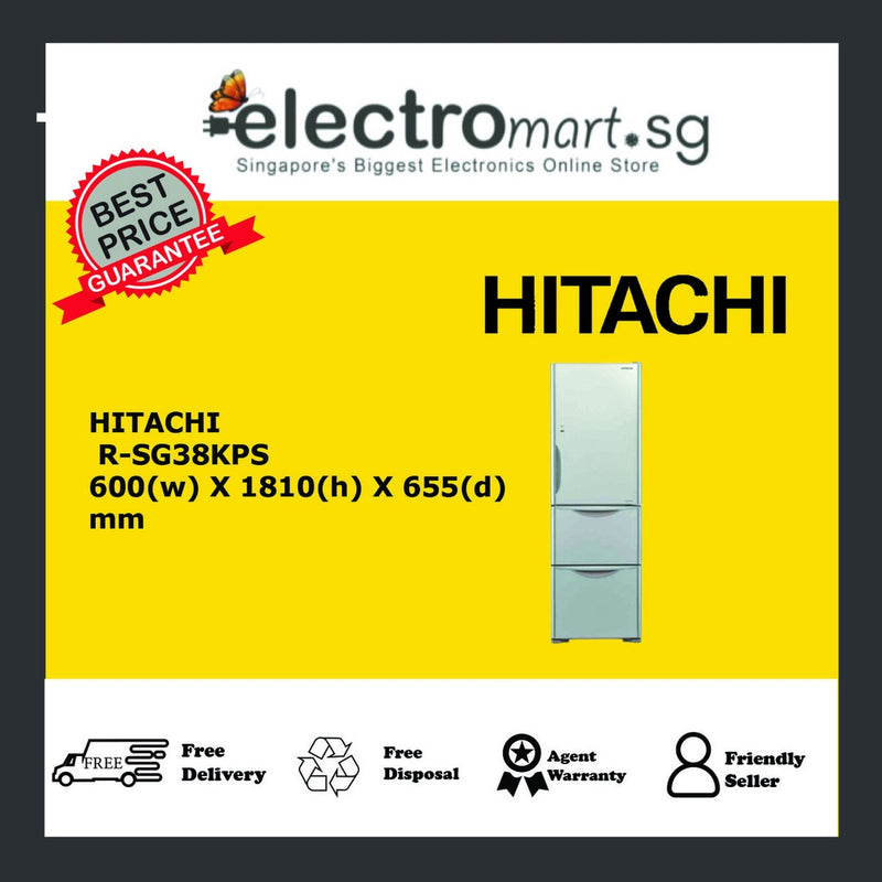 HITACHI 375L 3 DOOR FRIDGE R-SG38KPS-GS (GLASS SLIVER)