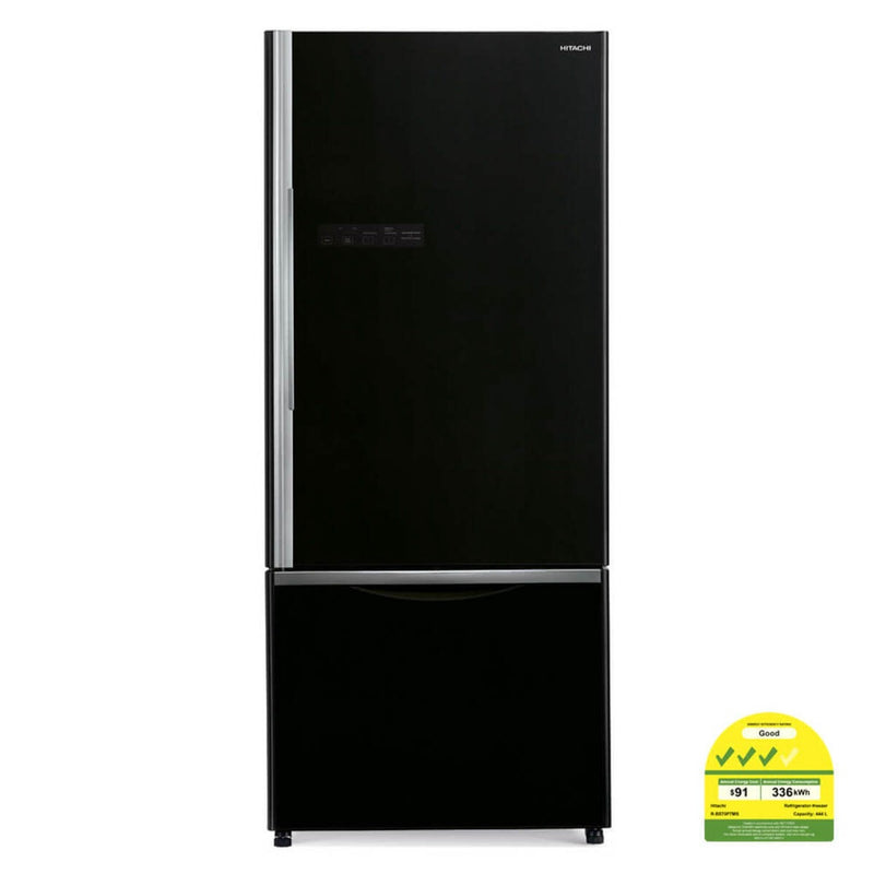 HITACHI R-B570P7MS-GBK Bottom Freezer 2 Door Glass Black (470L)