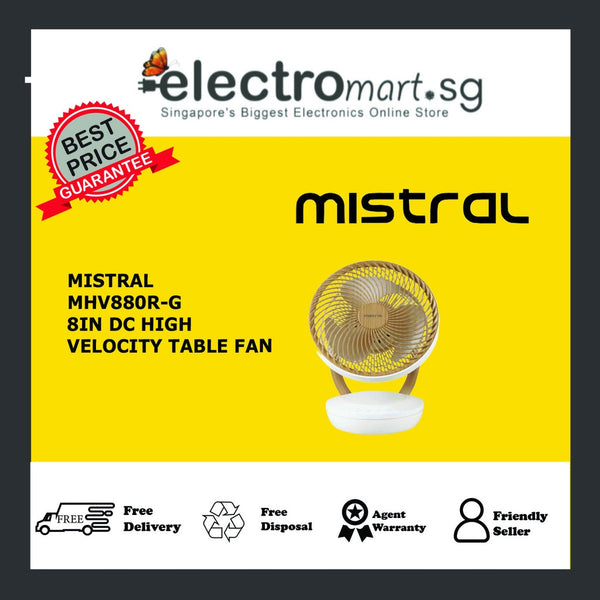 Greenleaf by Mistral MHV880R-G 8” DC High Velocity Table Fan