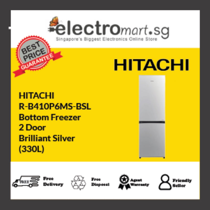 HITACHI R-B410P6MS-BSL Bottom Freezer 2 Door Brilliant Silver (330L)