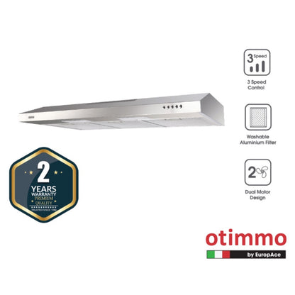 EuropAce Otimmo Package ECH 2101S + EIH 5220V Built-in Hod Vitroceramic & Induction Hub + 90cm SS430 Bulit-In Slim Hood