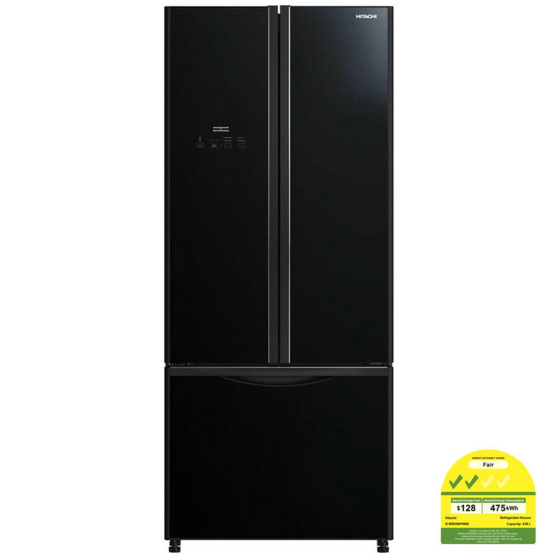 HITACHI R-WB560P9MS-GBK French Bottom Freezer 3 Door Glass Black (465L)