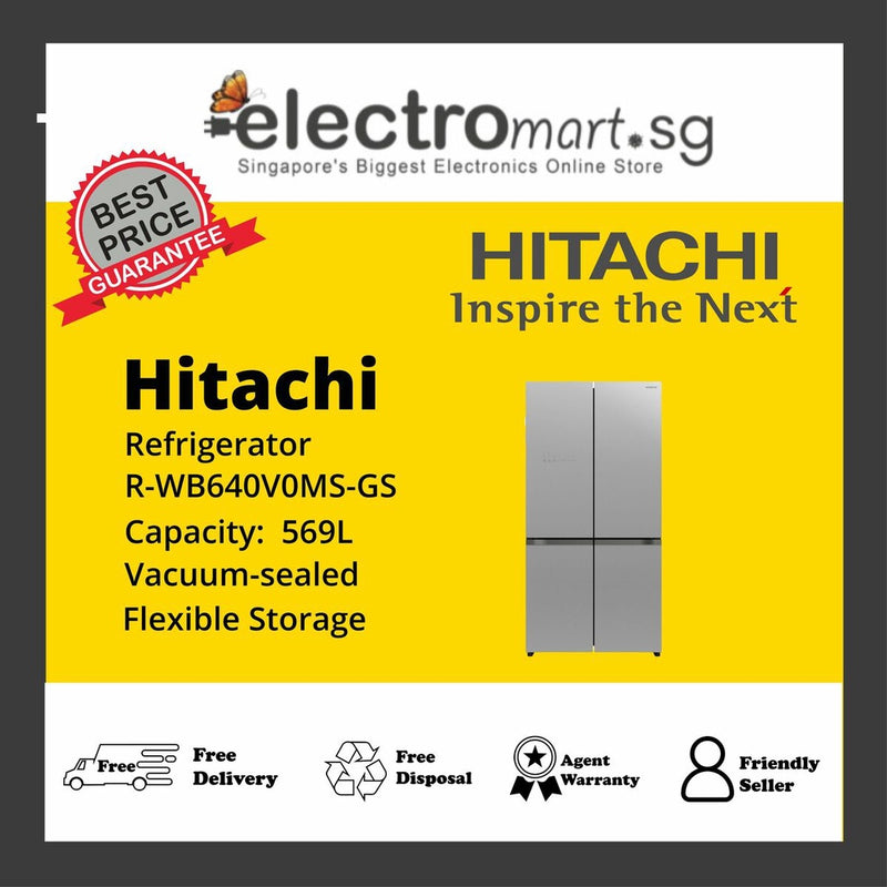 HITACHI R-WB640V0MS-GS FRENCH BOTTOM FREEZER (569L NET)