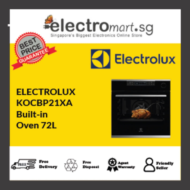 KOCBP21XA Electrolux 60cm UltimateTaste SteamRoast Pyrolytic Built-in Oven 72L