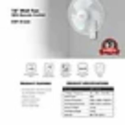 EuropAce EWF 8162U Wall Fan w Remote Control (16 inch)