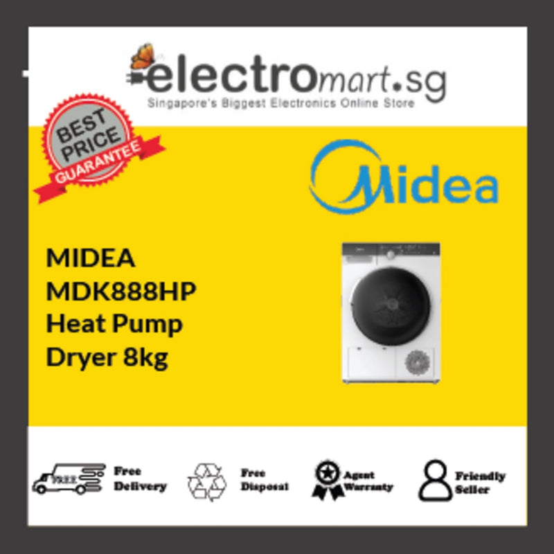 MIDEA MDK888HP WHITE 8KG FRONT LOAD HEAT PUMP DRYER