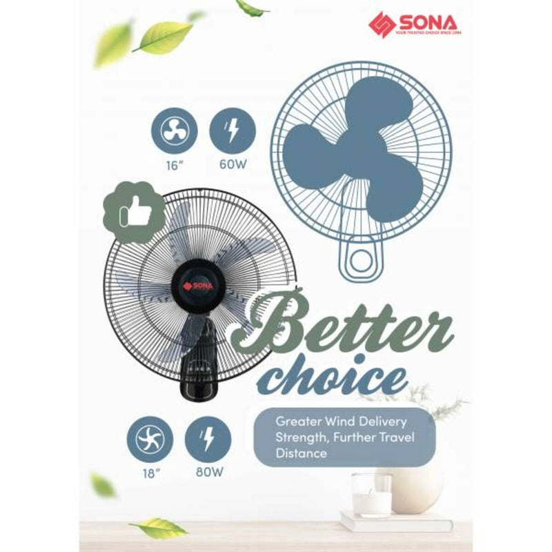 SONA SFW 1572 Remote Wall Fan 18"