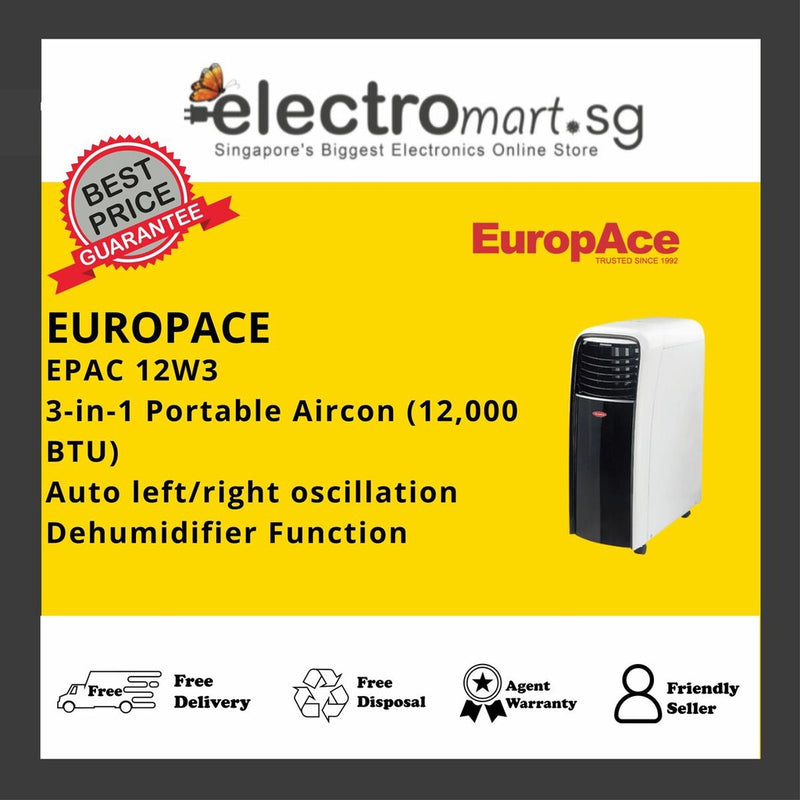 EuropAce EPAC 12W3 3-in-1 Portable Aircon (12,000 BTU)