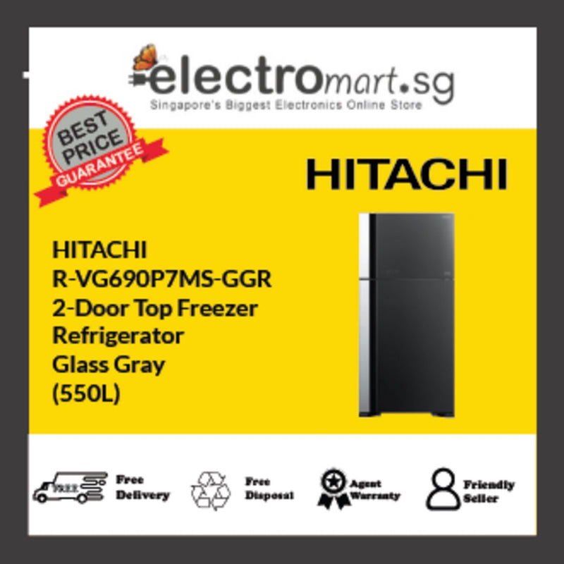 Hitachi R-VG690P7MS-GGR 550L TOP FREEZER FRIDGE