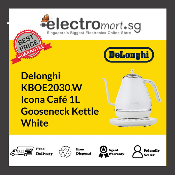 Delonghi KBOE2030.W Icona Café 1L  Gooseneck Kettle  White