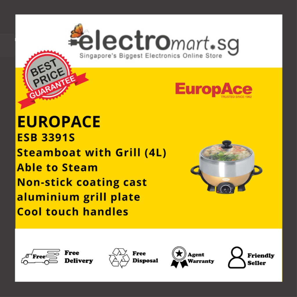 EUROPACE ESB 3391S 4L Steamboat with Grill (Champagne Gold Base)