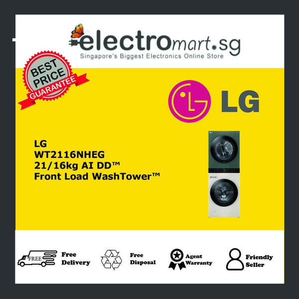 LG WT2116NHEG AI DD™ Front Load WashTower™ 21/16KG