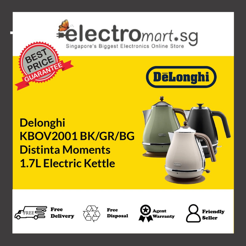 Delonghi KBOV2001 BK/GR/BG Distinta Moments  1.7L Electric Kettle
