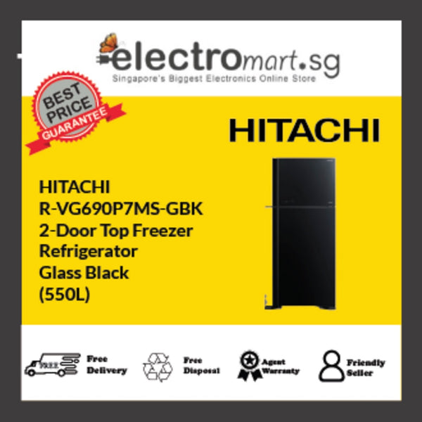 Hitachi R-VG690P7MS-GBK 550L TOP FREEZER FRIDGE