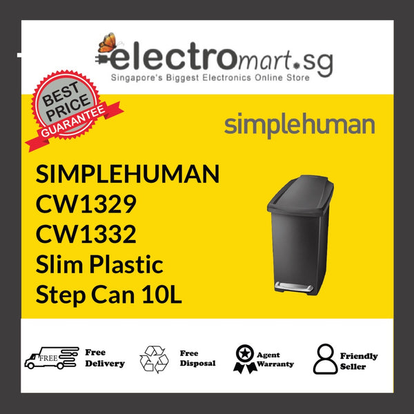 SIMPLEHUMAN CW1329/CW1332 Slim Plastic  Step Can 10L