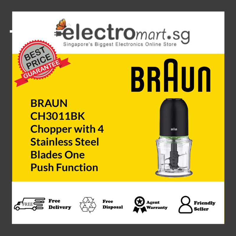 BRAUN  CH3011BK Chopper with 4  Stainless Steel  Blades One  Push Function