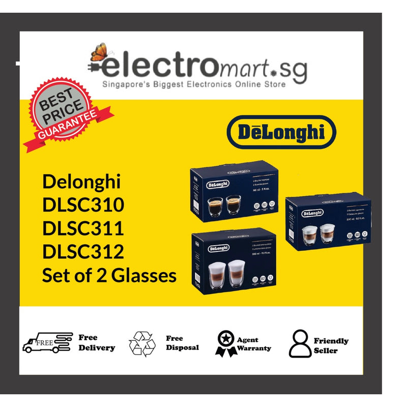 Delonghi DLSC310/DLSC311/DLSC312 Set of 2 Glasses
