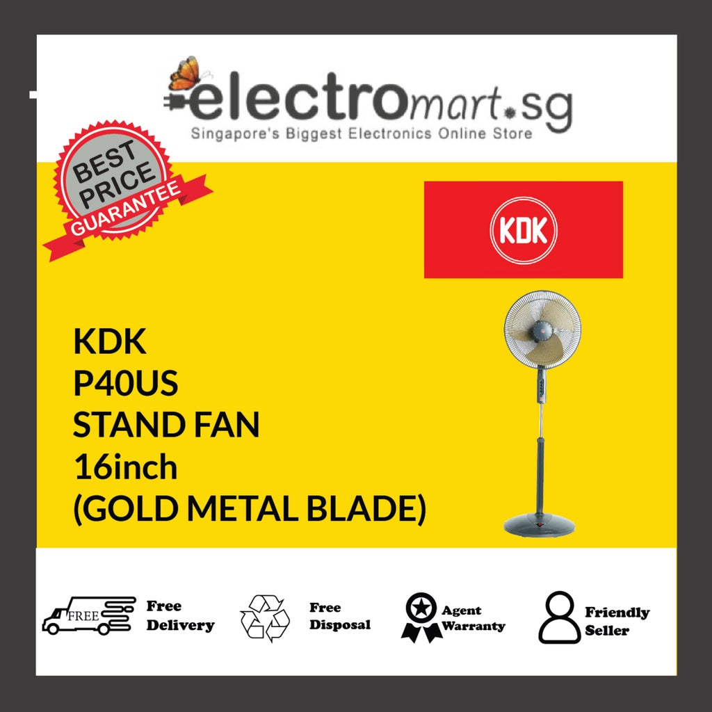 KDK P40US 3-speed Stand Fan with Metal Blade (40cm/16”)