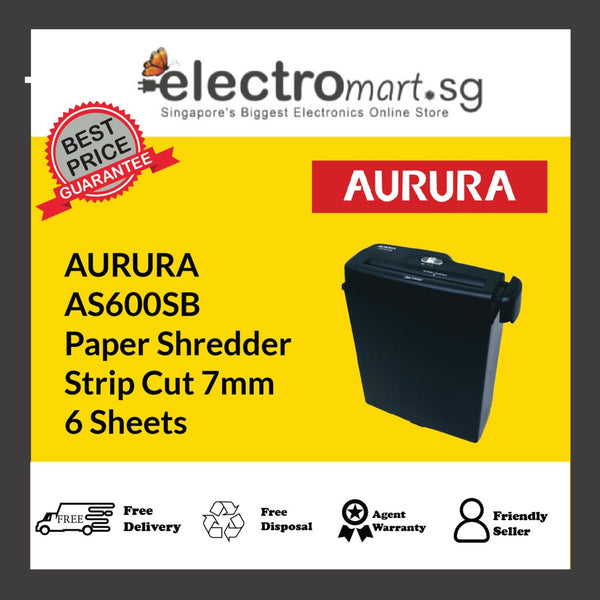 AURURA AS600SB Paper Shredder  Strip Cut 7mm  6 Sheets