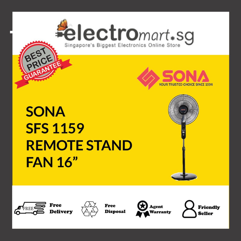 SONA SFS 1159  REMOTE STAND  FAN 16”