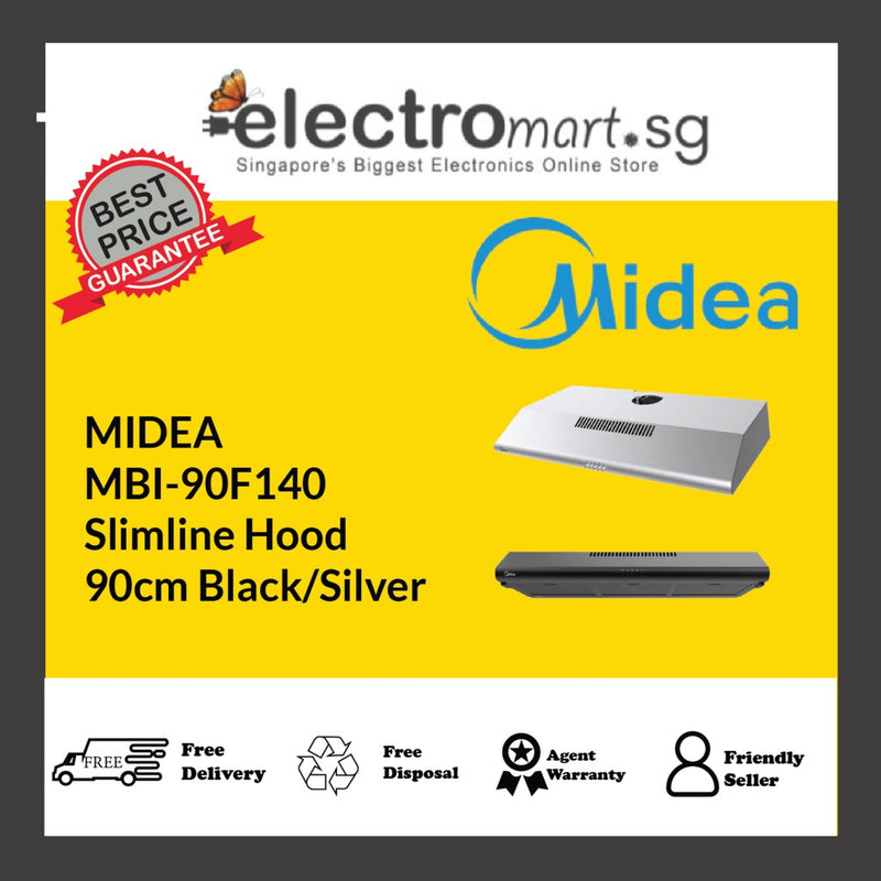 MIDEA MBI-90F140 Slimline Hood 90cm Black/Silver