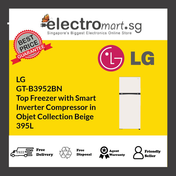 LG  GT-B3952BN Top Freezer with Smart  Inverter Compressor in  Objet Collection Beige 395L