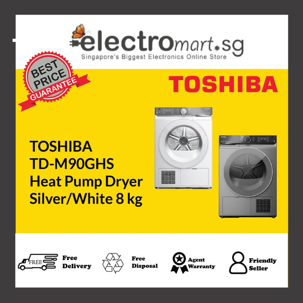 TOSHIBA TD-M90GHS Heat Pump Dryer Silver/White 8 kg