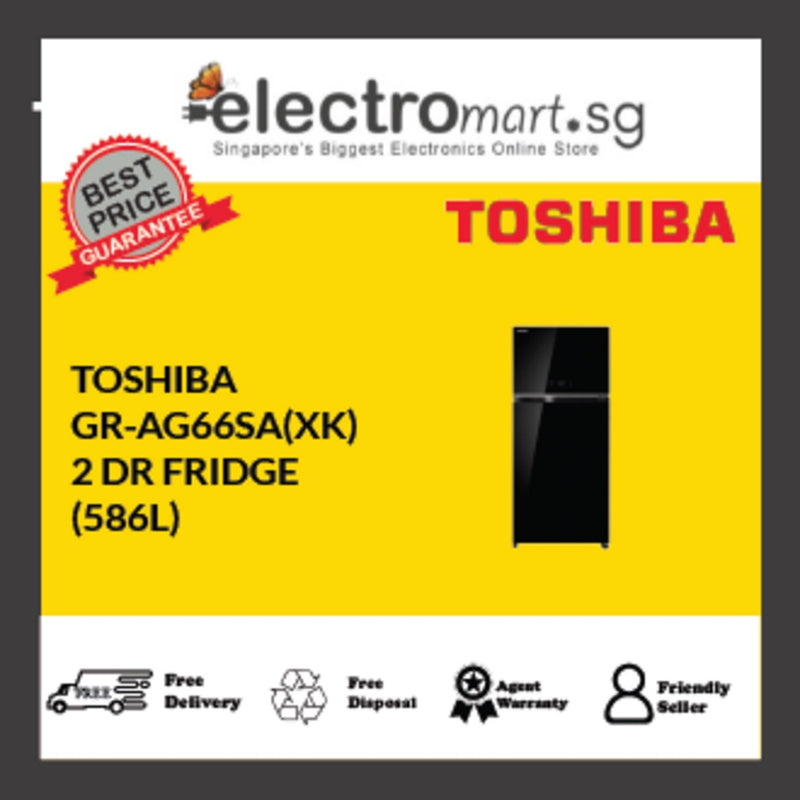 Toshiba 586L Top Mounted Freezer Refrigerator - Glass Black (GR-AG66SA(XK))