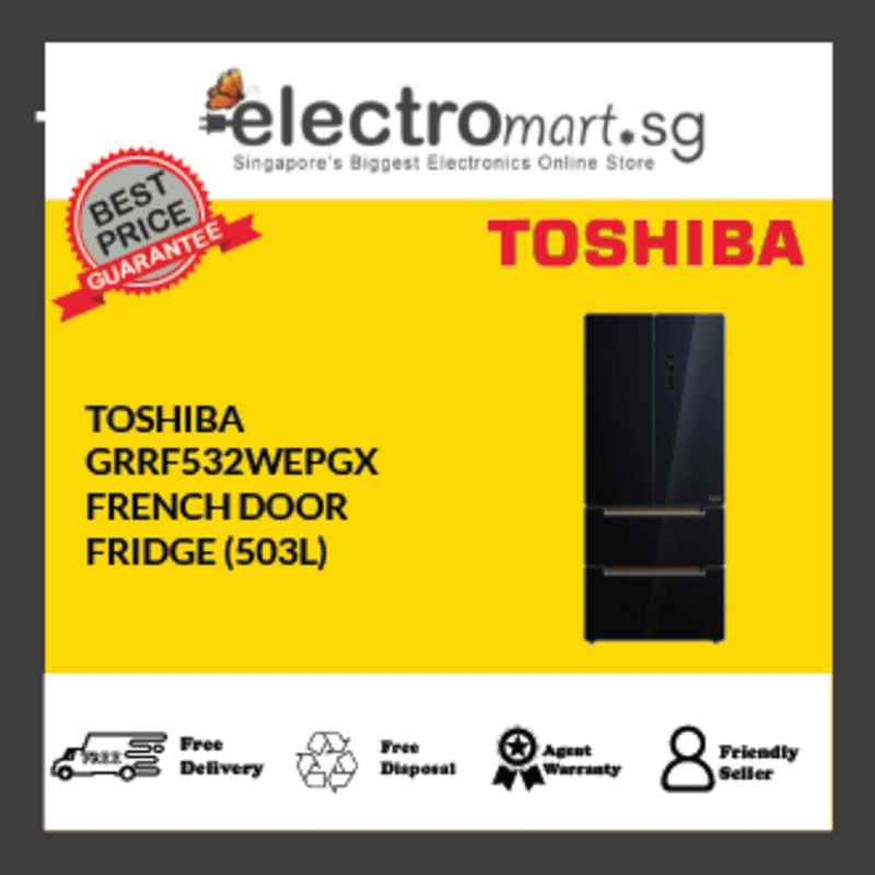 TOSHIBA GRRF532WEPGX FRENCH DR FRIDGE (NET 503L)