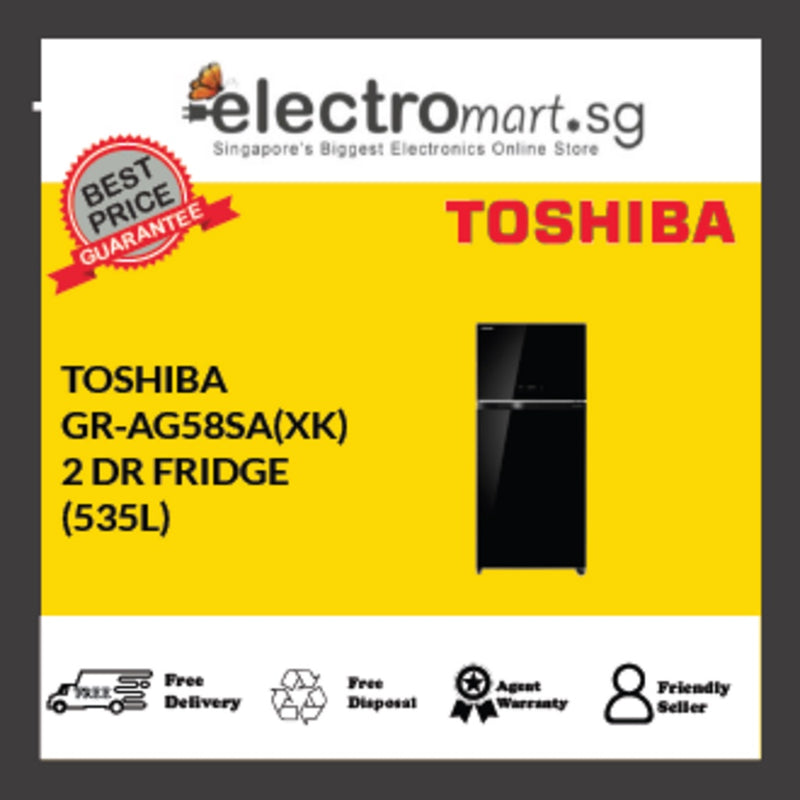 Toshiba 535L Top Mounted Freezer Refrigerator - Glass Black (GR-AG58SA(XK))