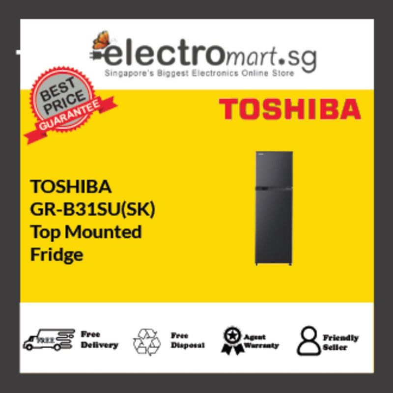 Toshiba 2-Door 250L Top Mounted Refrigerator GR-B31SU(SK) - Silver