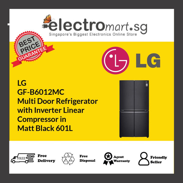 LG  GF-B6012MC Multi Door Refrigerator  with Inverter Linear  Compressor in  Matt Black 601L