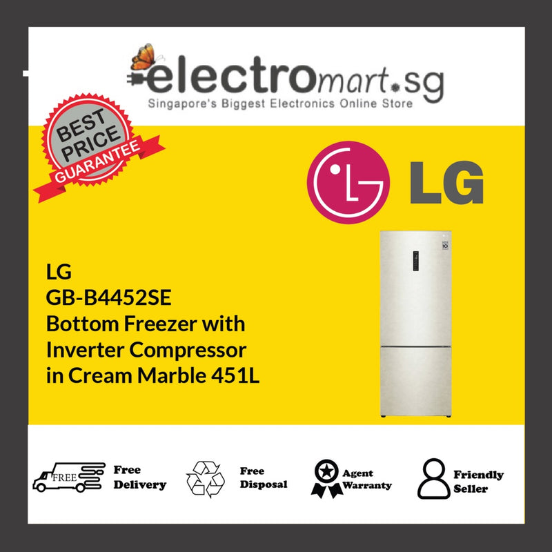 LG  GB-B4452SE   Bottom Freezer with  Inverter Compressor  in Cream Marble 451L
