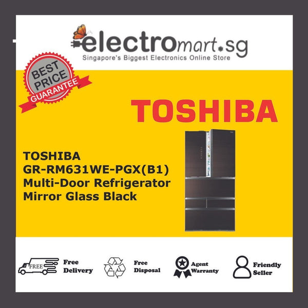 Toshiba GR-RM631WE-PGX(B1) 488L Multi-Door Refrigerator - Mirror Glass Black 1036739