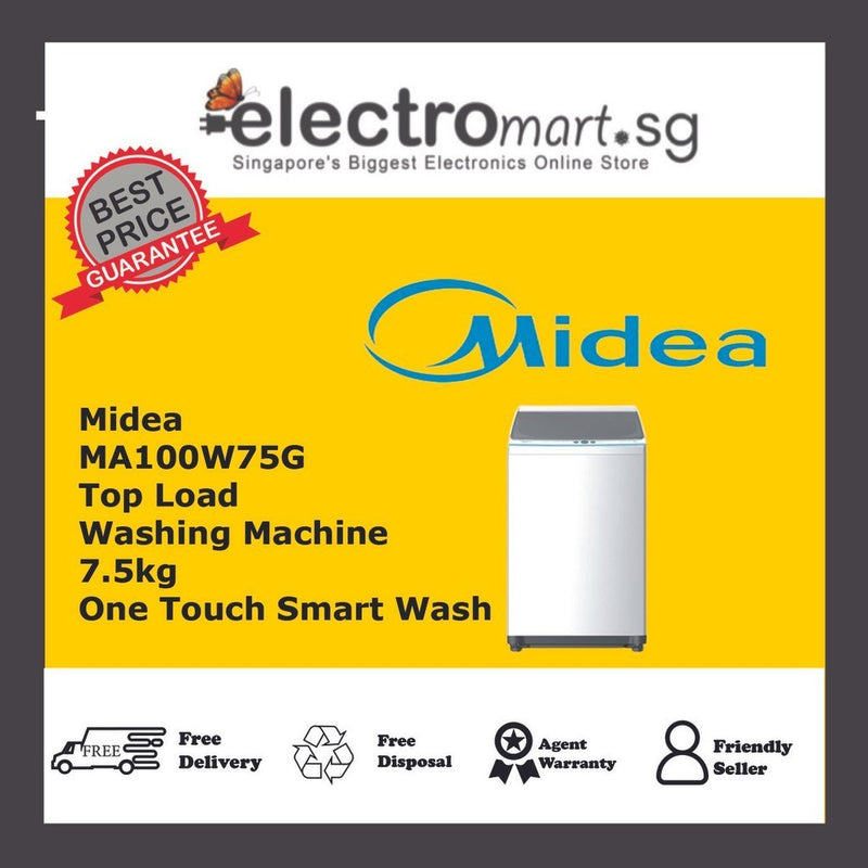 Midea Top Load Washing Machine 7.5kg - MA100W75G - One Touch Smart Wash