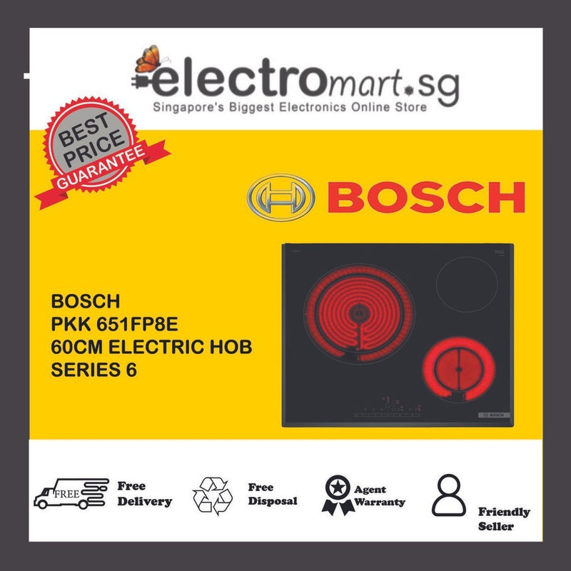 BOSCH 60CM ELECTRIC HOB SERIES 6 PKK651FP8E (BLACK) -