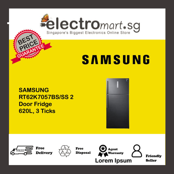 SAMSUNG RT62K7057BS/SS 2 Door Fridge 620L, 3 Ticks