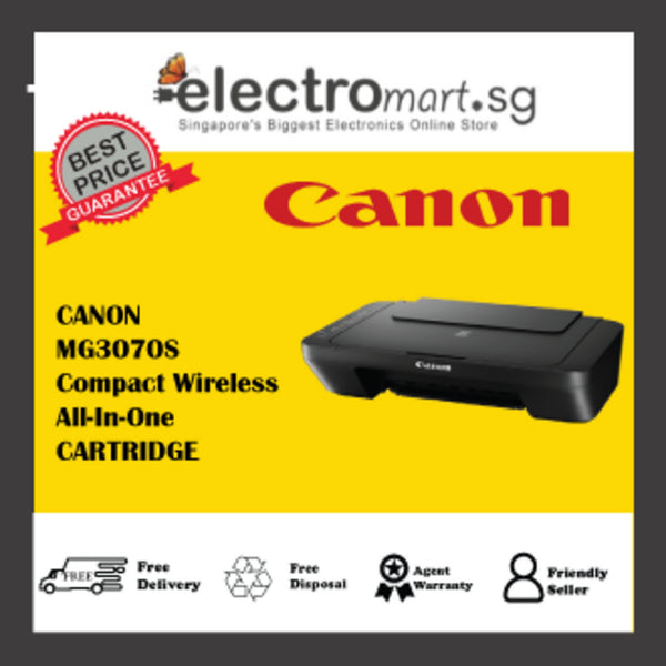 CANON MG3070S Compact Wireless All-In-One with Low-Cost Cartridges