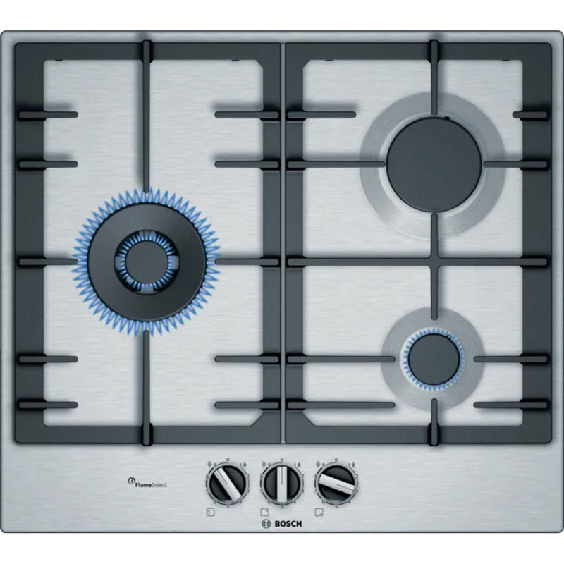 BOSCH 60CM 3 BURNER GAS HOB SERIES 6 PCC6A5B90K (STAINLESS STEEL) - EXCLUDE INSTALLATION