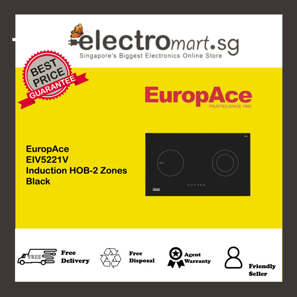 EuropAce EIV5221V Induction HOB-2 Zones  Black