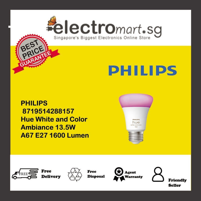 PHILIPS  8719514288157 Hue White and Color  Ambiance 13.5W  A67 E27 1600 Lumen