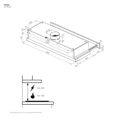 ELECTROLUX ECP9541X Pull-out Extractor  Hood 90cm
