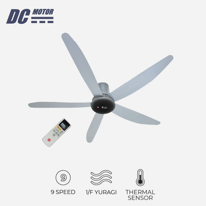 KDK T60AW 5-Blades Remote Control DC Ceiling Fan with Temperature Sensor (150cm)